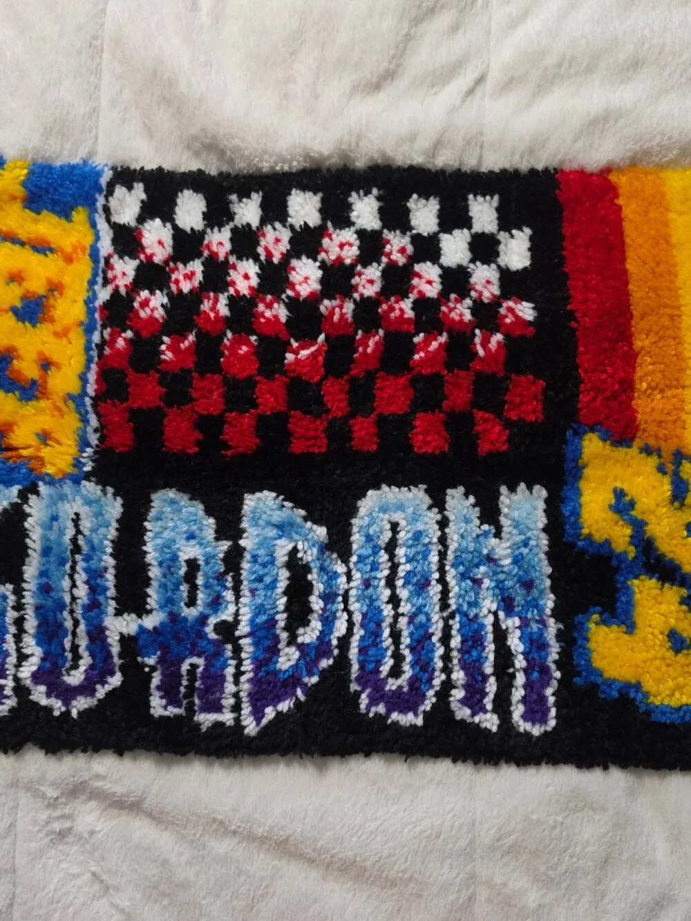 Vintage NASCAR Jeff Gordon 24 Latch Hook Rug Wall Hanging 90s Racing Tapestry